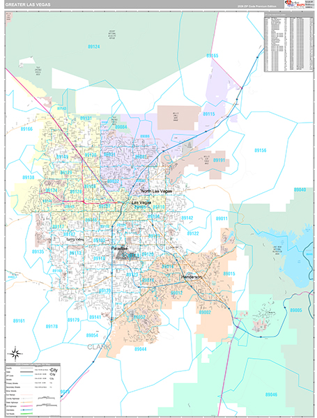 Greater Las Vegas, NV Metro Area Wall Map